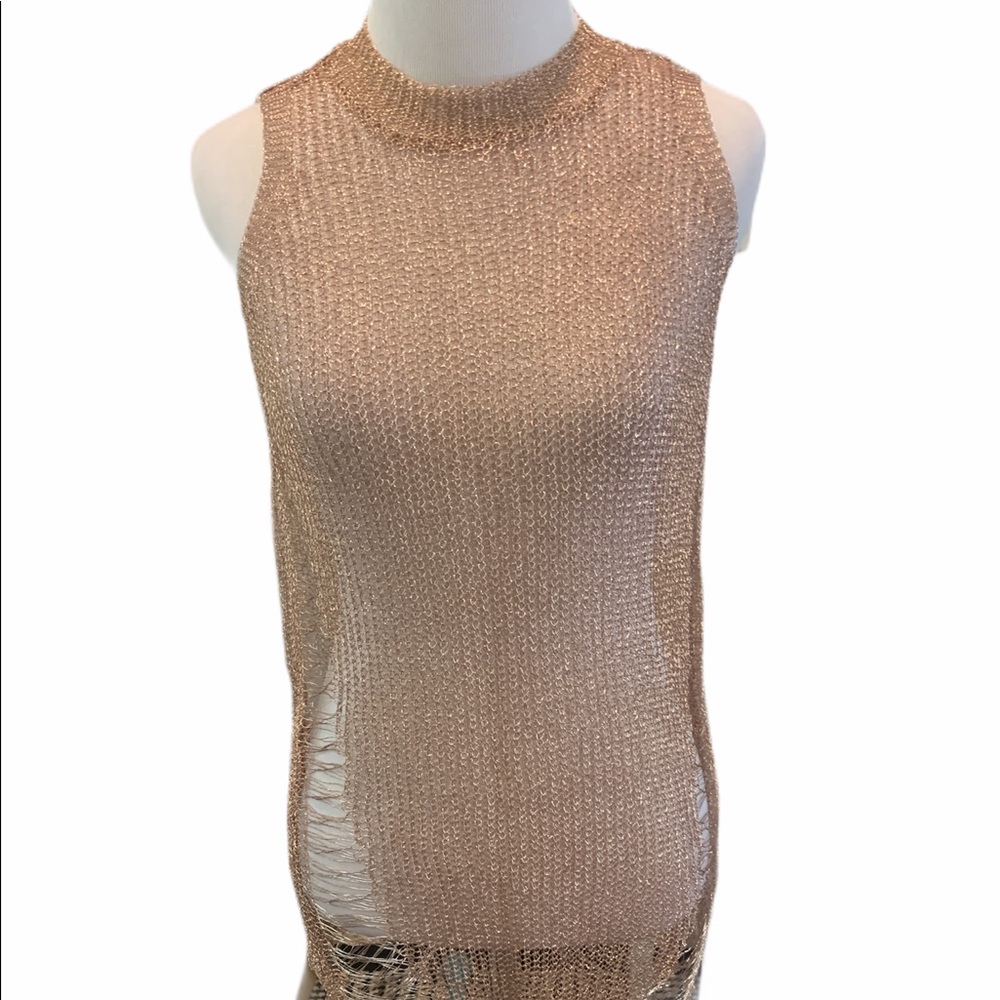 ROSE 🌹 GOLD METALLIC TOP OR COVER UP - Picture 2 of 8